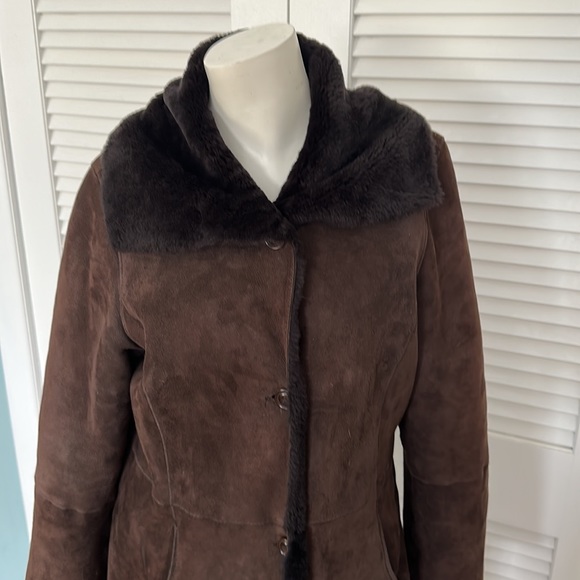 Cole Haan City lamb skin suede shearling lined jacket sz M - Picture 3 of 12